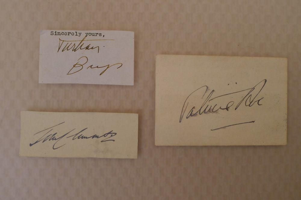 Lot 382: Three original separate vintage autographs comprising Turhan Bey,...