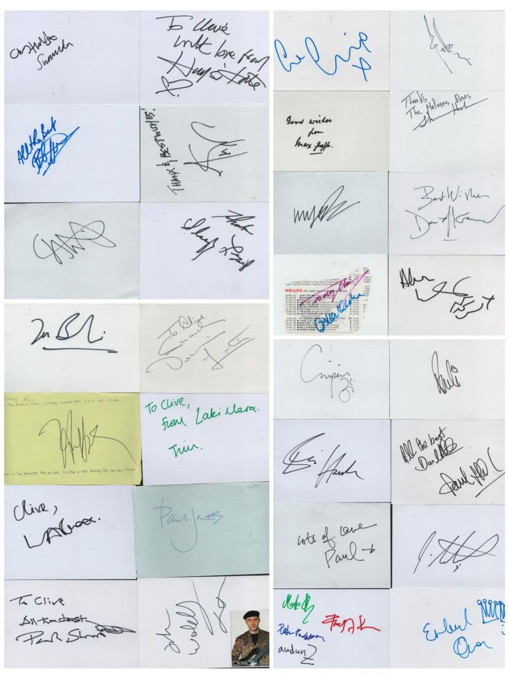 Lot 52: Music/Entertainment 30 variety Singer/Vocalist Signed Autograph cards/Page Signatures...
