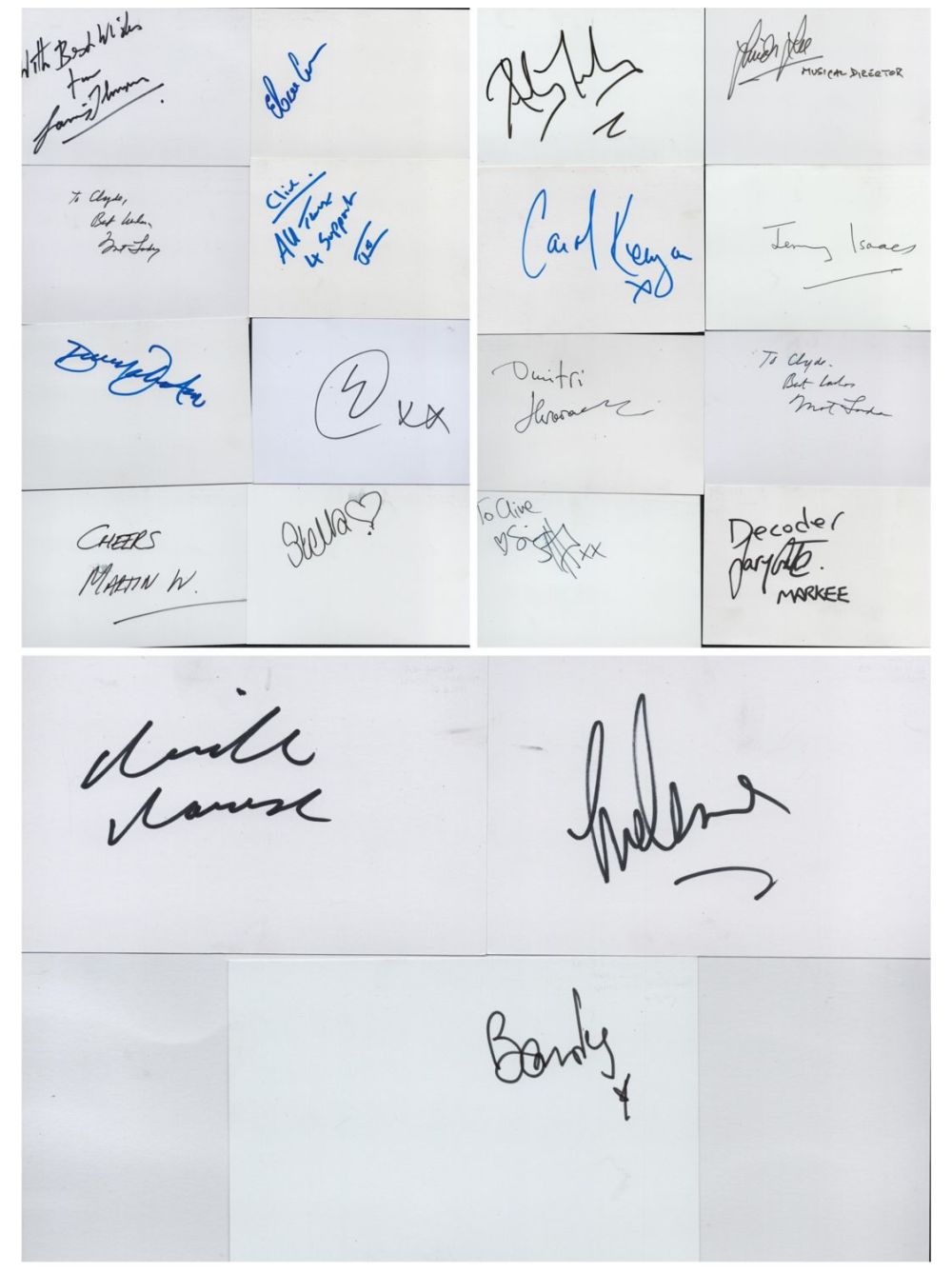 Lot 55: Westend/Entertainment 19 mixture Theatre/Stage Signatures include Andreas Johnson....
