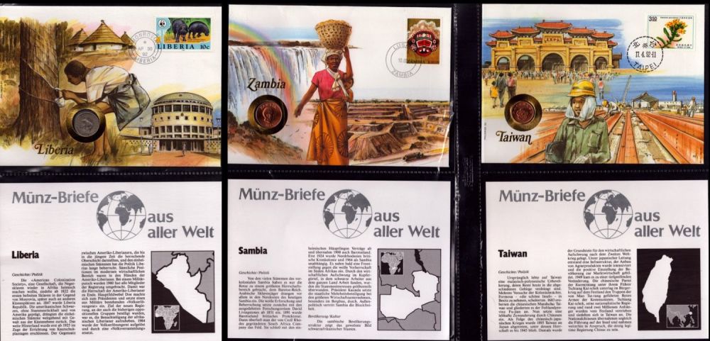 Lot 60: Coin cover collection includes 3 items Zambia Two...