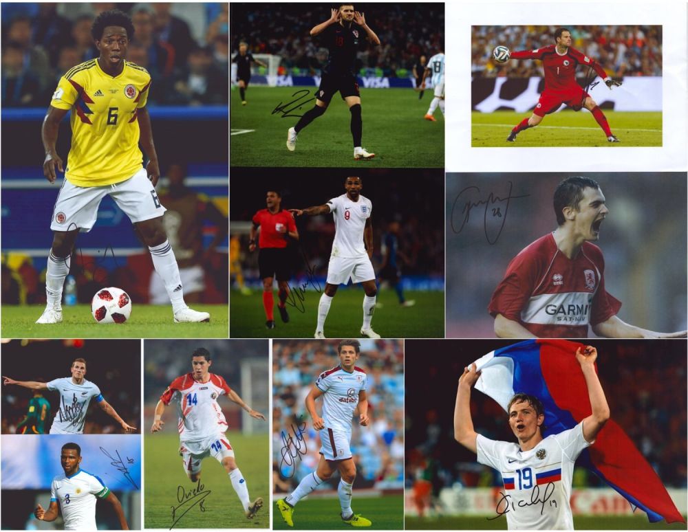 Lot 68: Football collection includes 10 signed colour photos includes...