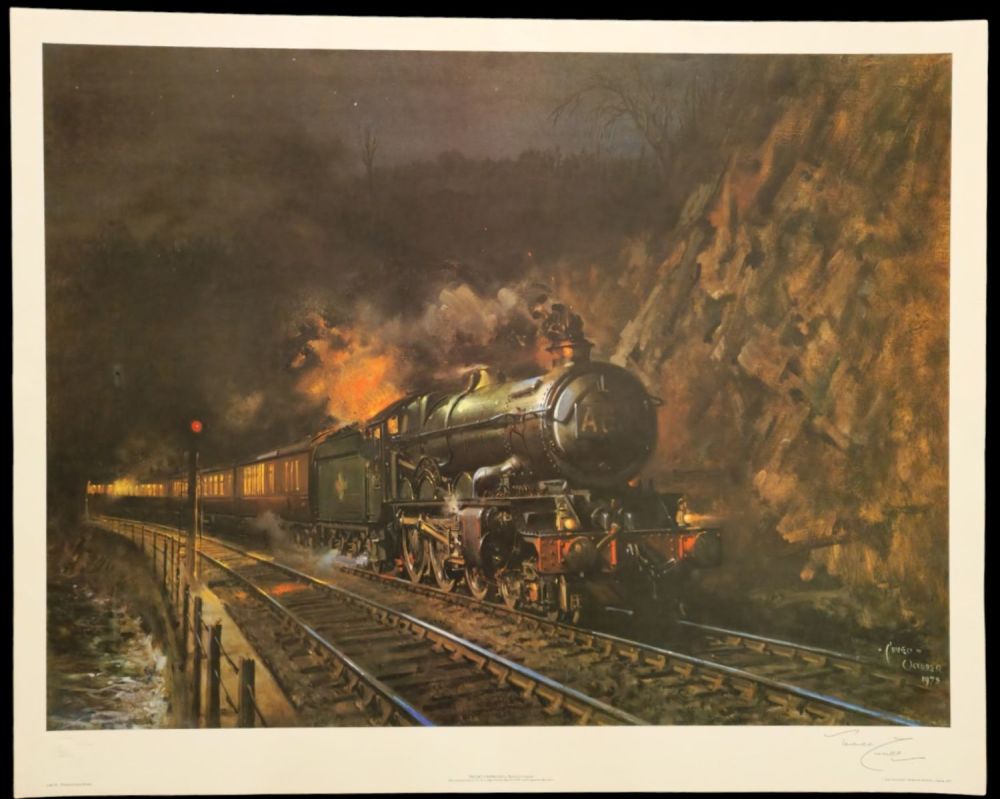 Lot 72: Night Express by Terence Cuneo 30x24 inch colour...