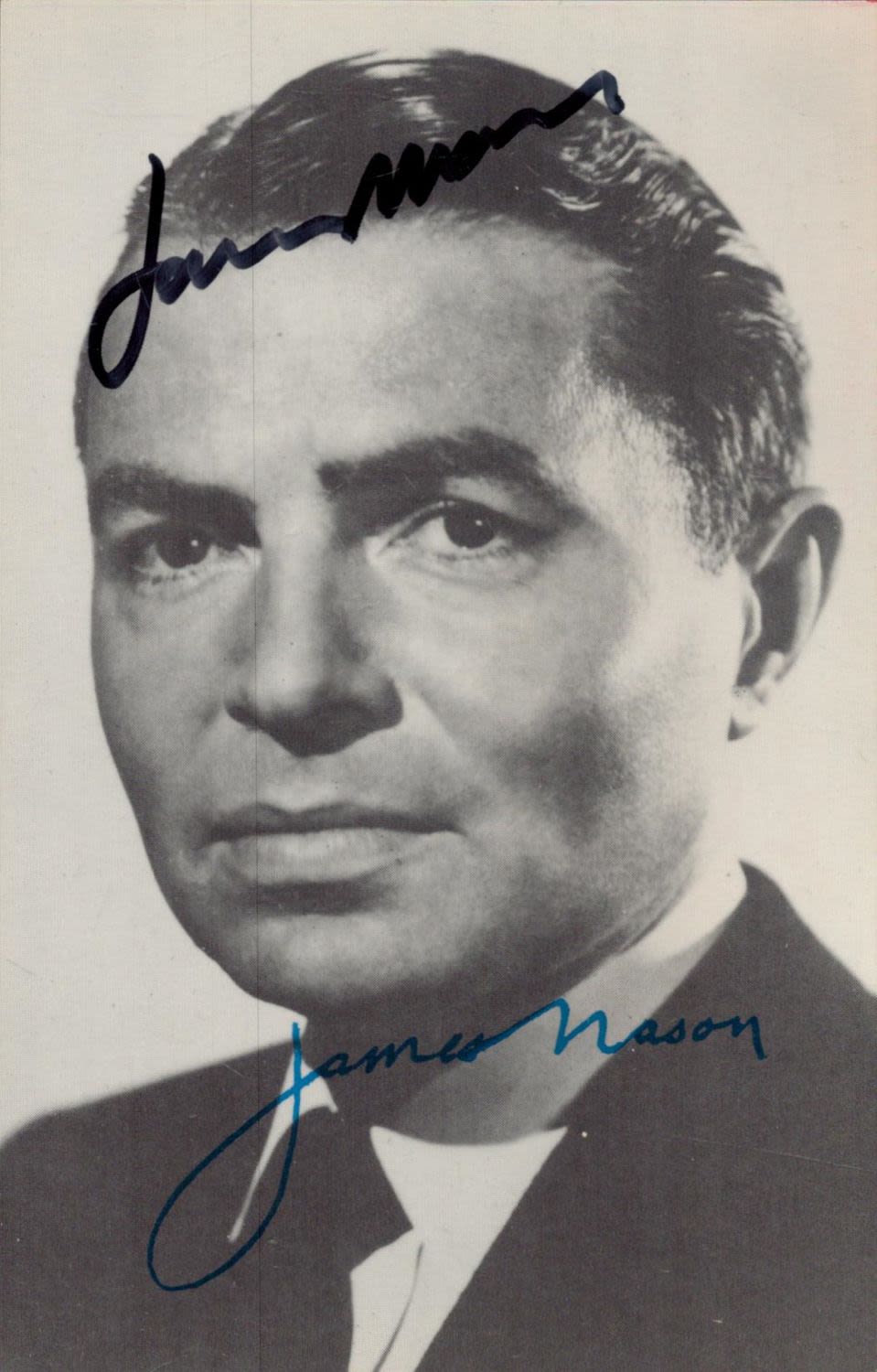 Lot 142: James Mason signed 6x4 black and white photo....