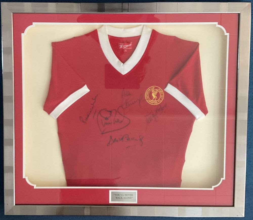 Lot 151: Football Liverpool Vintage Retro Replica Shirt Multi Signed...