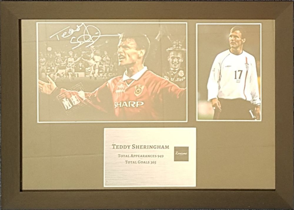 Lot 163: Teddy Sheringham 18x12 overall mounted signature piece includes...