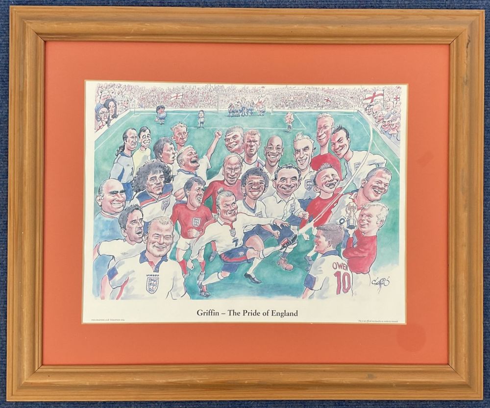 Lot 167: England Legends 23x19 inch mounted The Pride of...