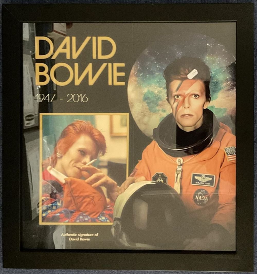 Lot 180: David Bowie 24x22 overall mounted and framed signature...