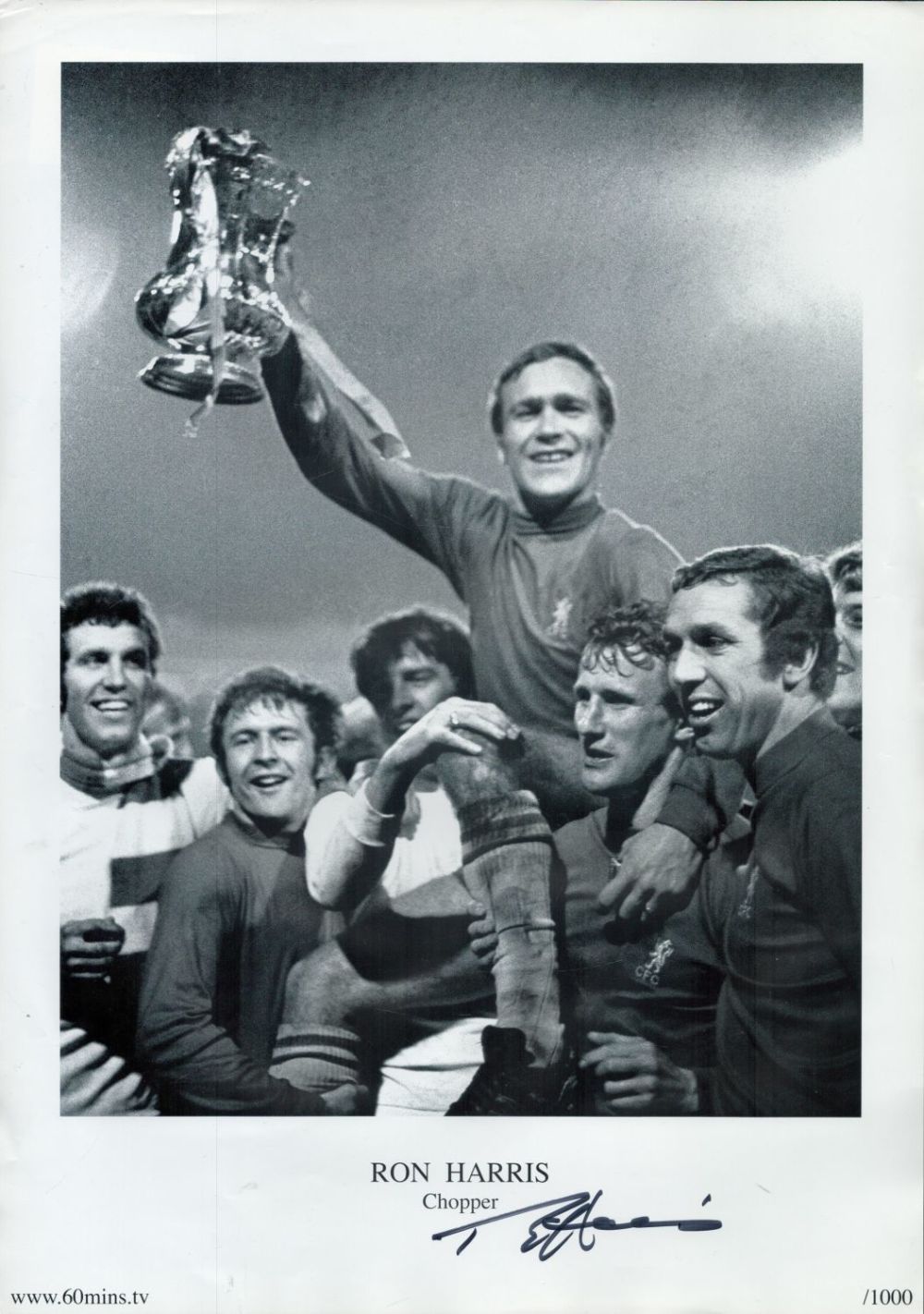 Lot 200: Ron Chopper Harris signed 16x12 inch black and...