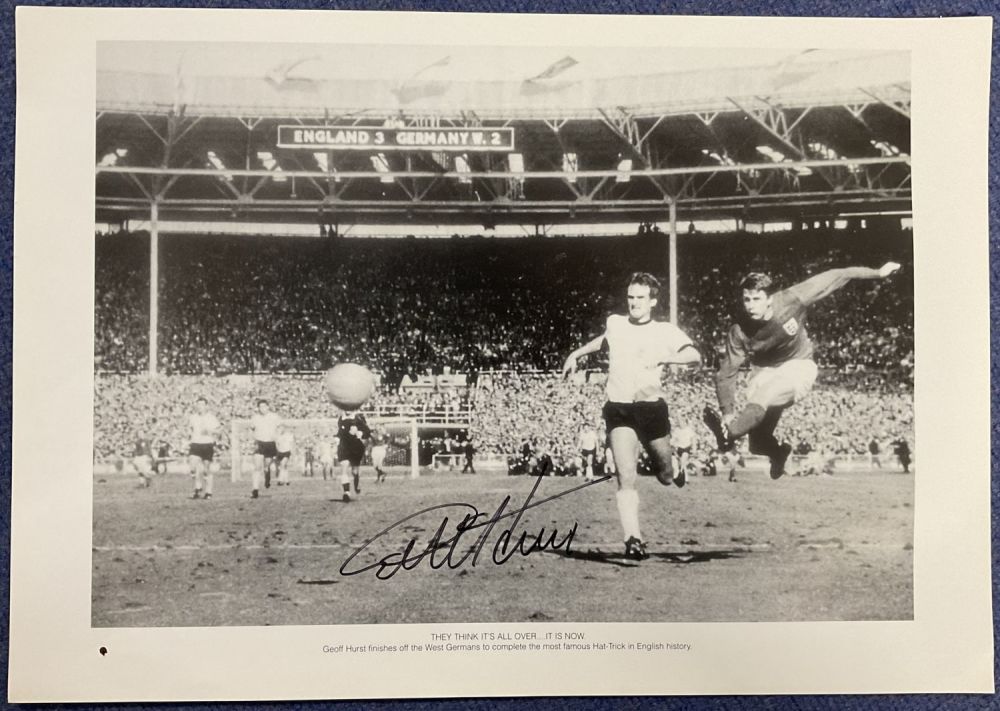 Lot 206: Geoff Hurst signed 16x12 inch 1966 World cup...