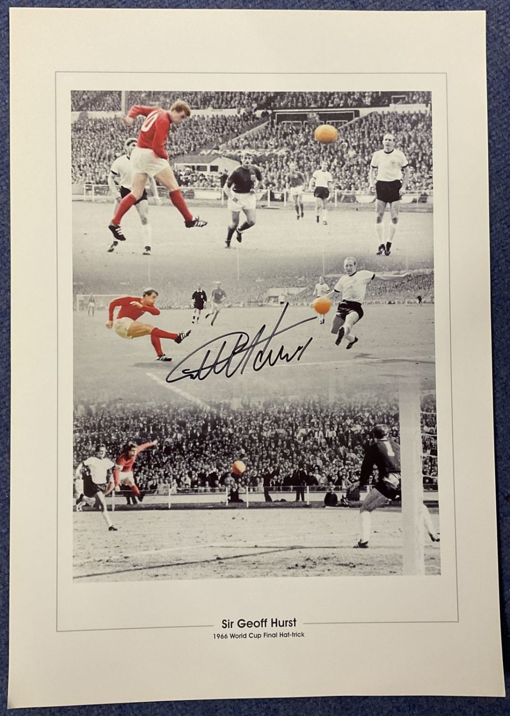 Lot 207: Geoff Hurst signed 16x12 inch 1966 World Cup...