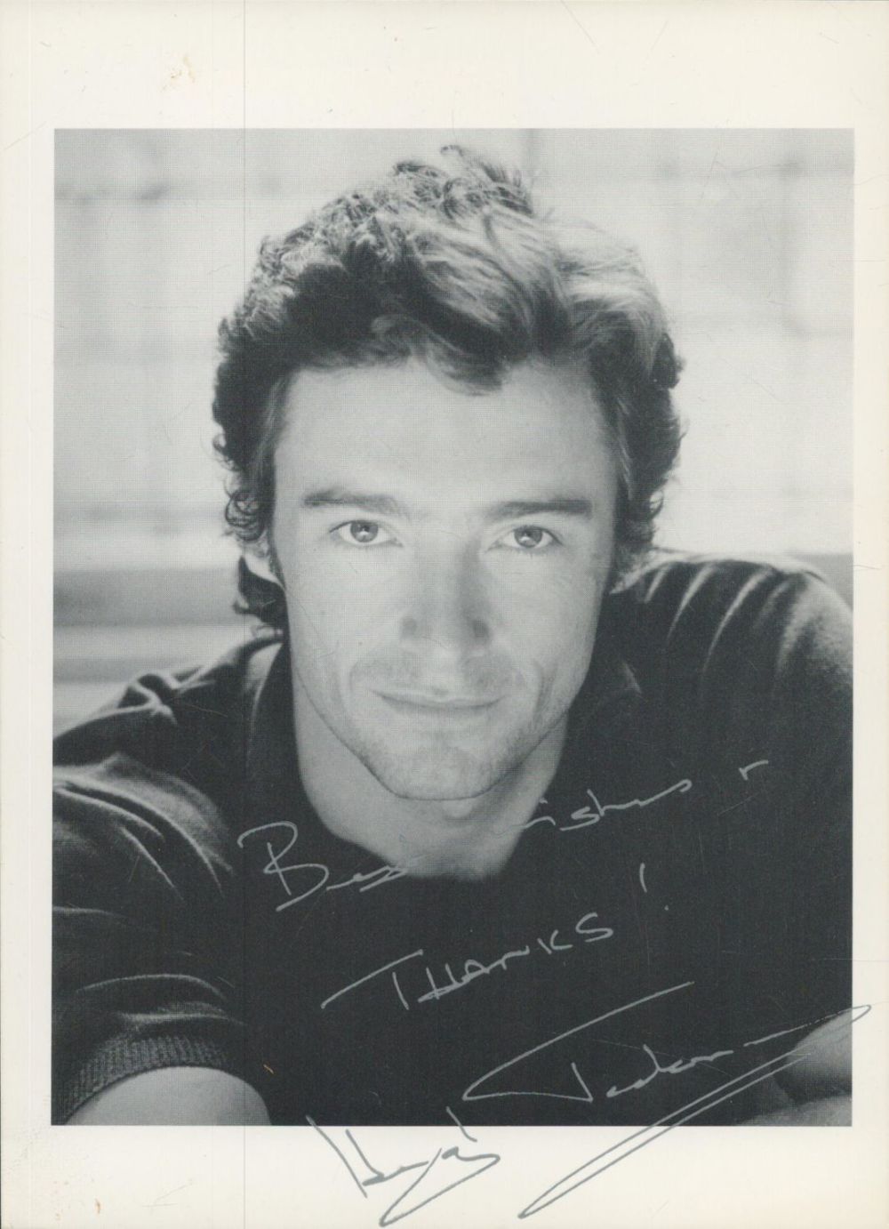 Lot 242: Hugh Jackman signed 7x5 inch black and white...