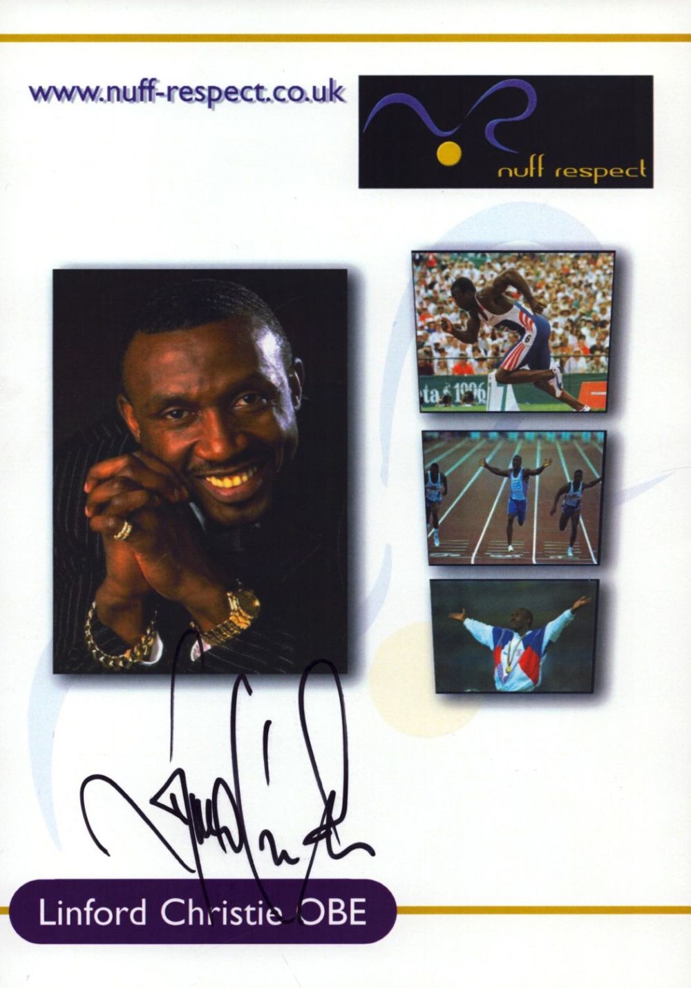 Lot 263: Linford Christie signed 8x6inch promo colour photo. Good...