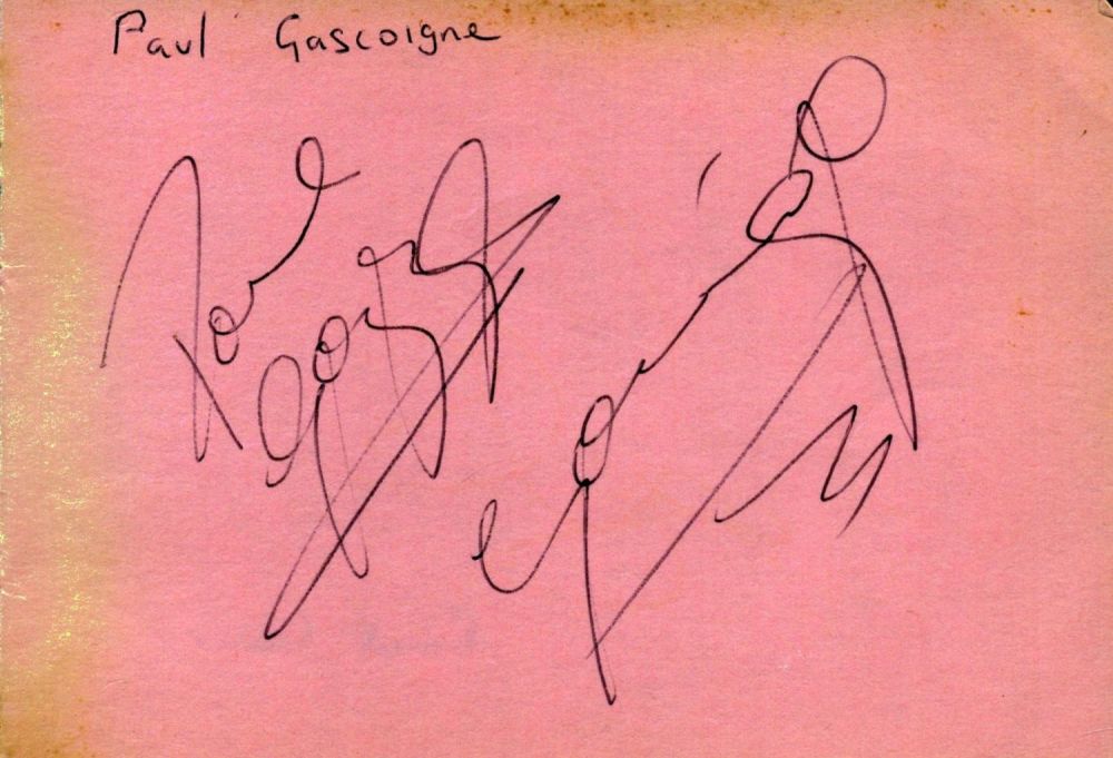 Lot 271: Paul Gascoigne and Ruud Gullit signed autograph page....