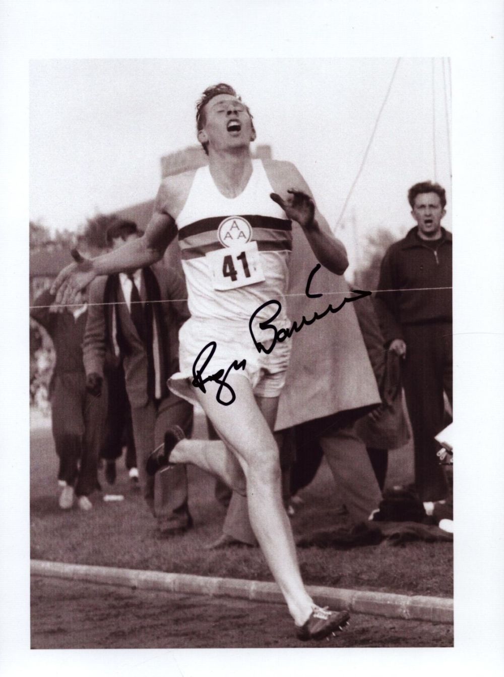 Lot 292: Roger Bannister signed 8x6inch black and white photo....