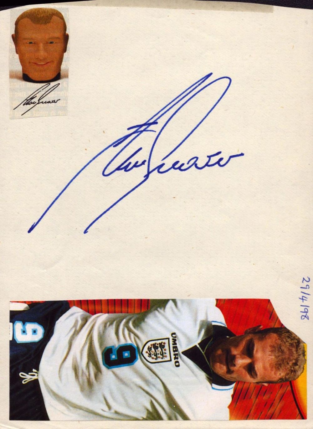 Lot 335: Alan Shearer signed album page.. Good condition. All...