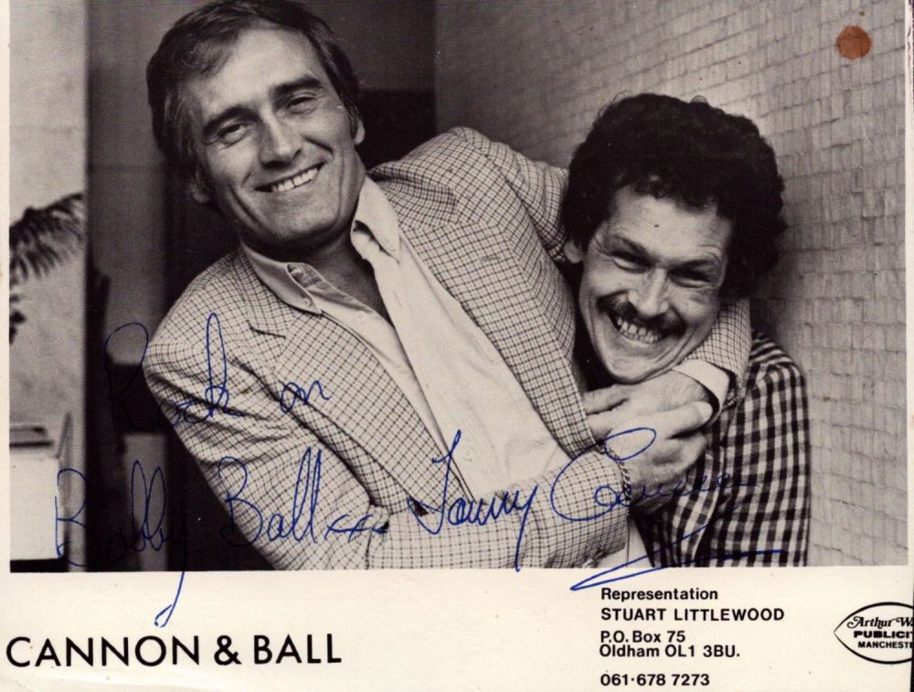 Lot 337: Cannon and Ball signed 6x4inch black and white...