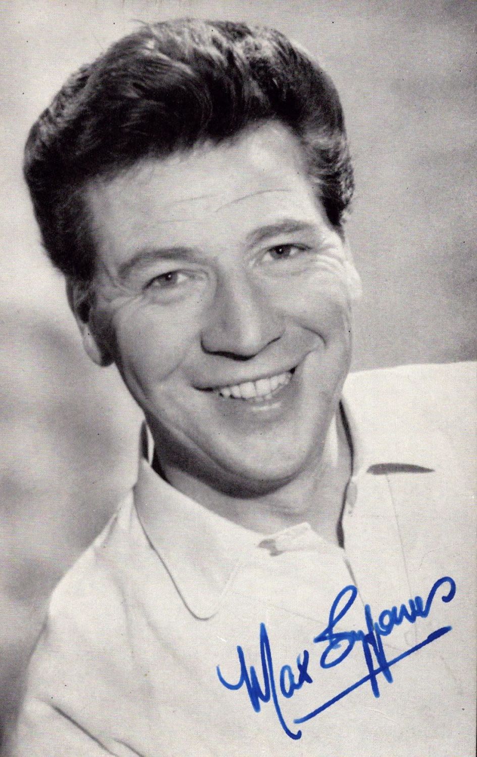 Lot 356: Max Bygraves signed 6x4inch black and white photo....