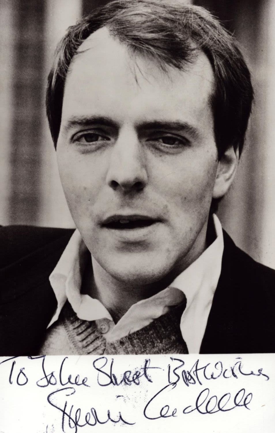 Lot 374: Simon Cadell signed 6x4inch black and white photo....