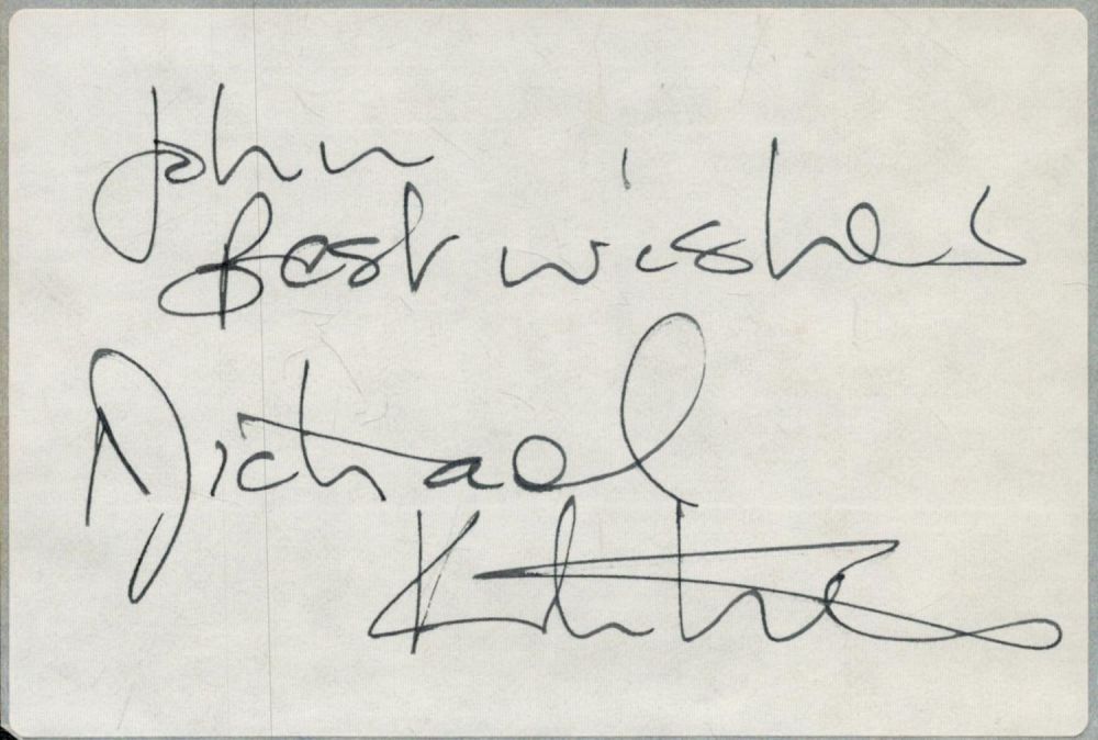 Lot 380: Michael Kitchen signed 6x4inch white label. Good condition....