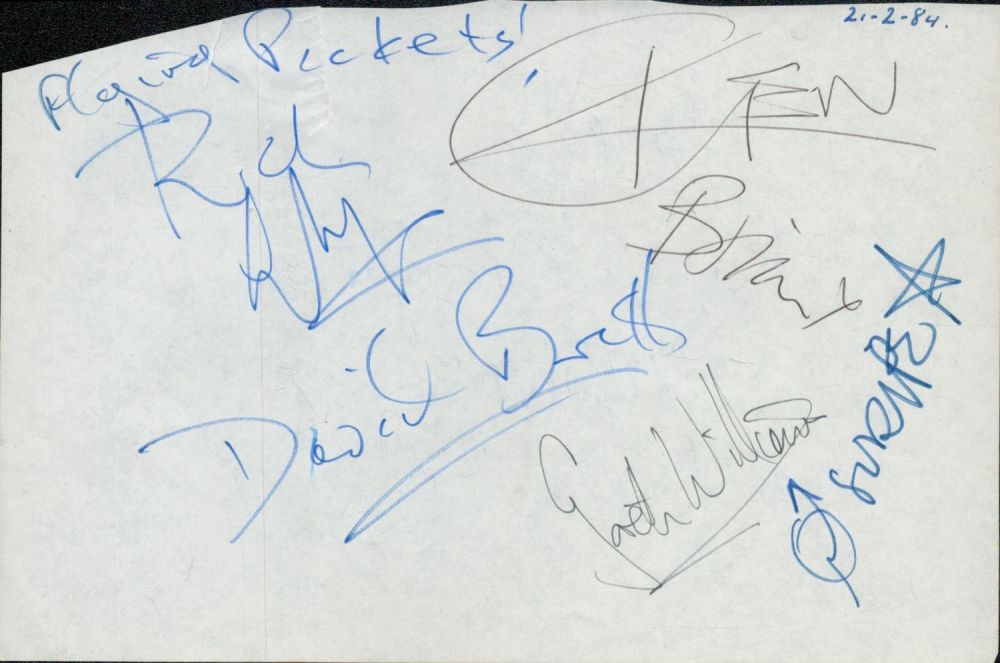 Lot 404: Flying pickets signed irregular cut page. Good condition....