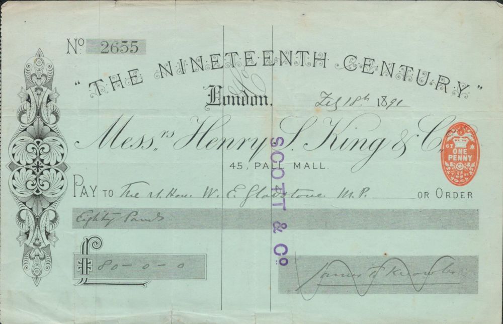 Lot 501: Willaim E. Gladstone former Prime Minister signed large...