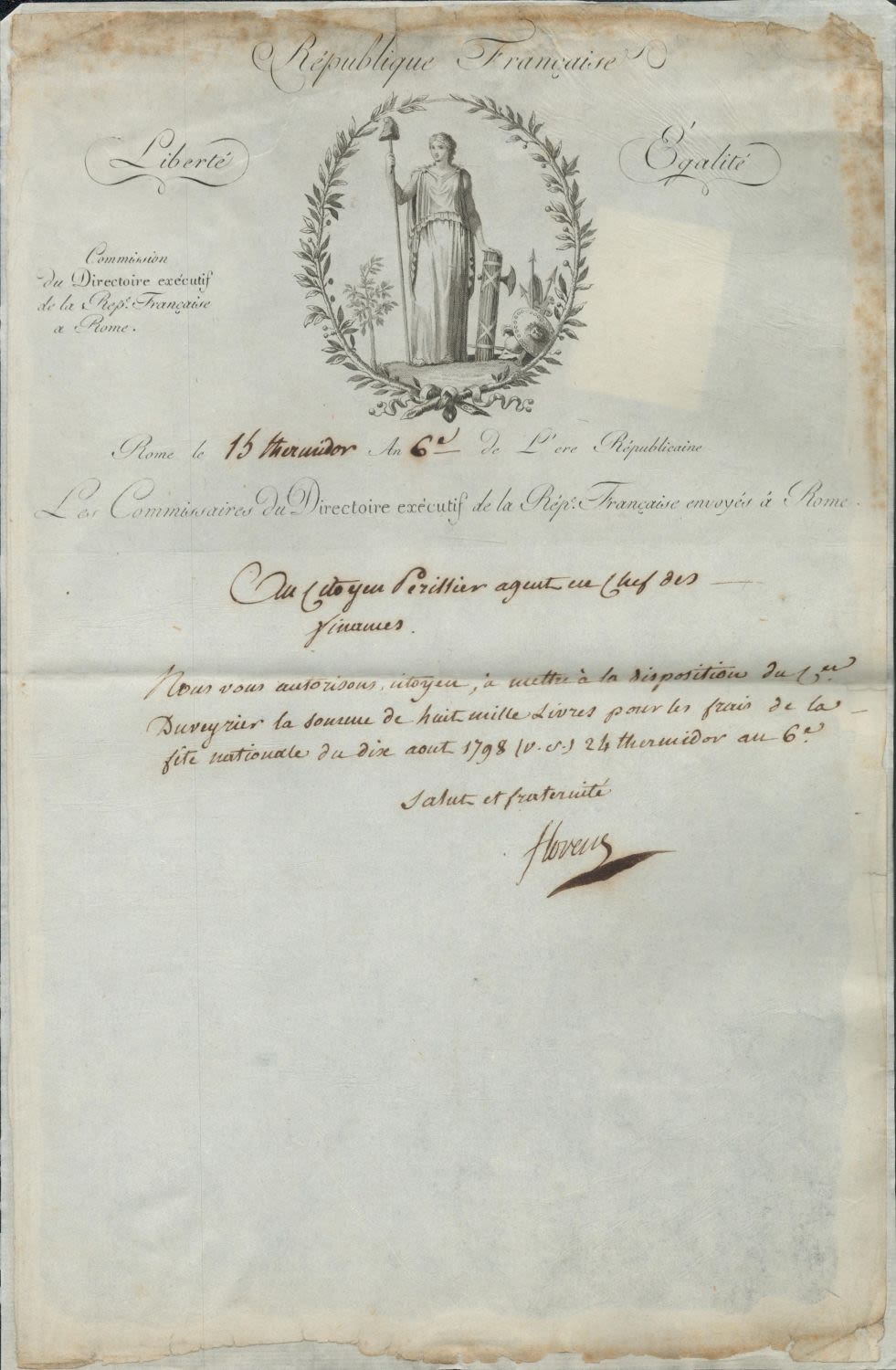 Lot 507: Napoleonic Republic of France signed document dated 1798...