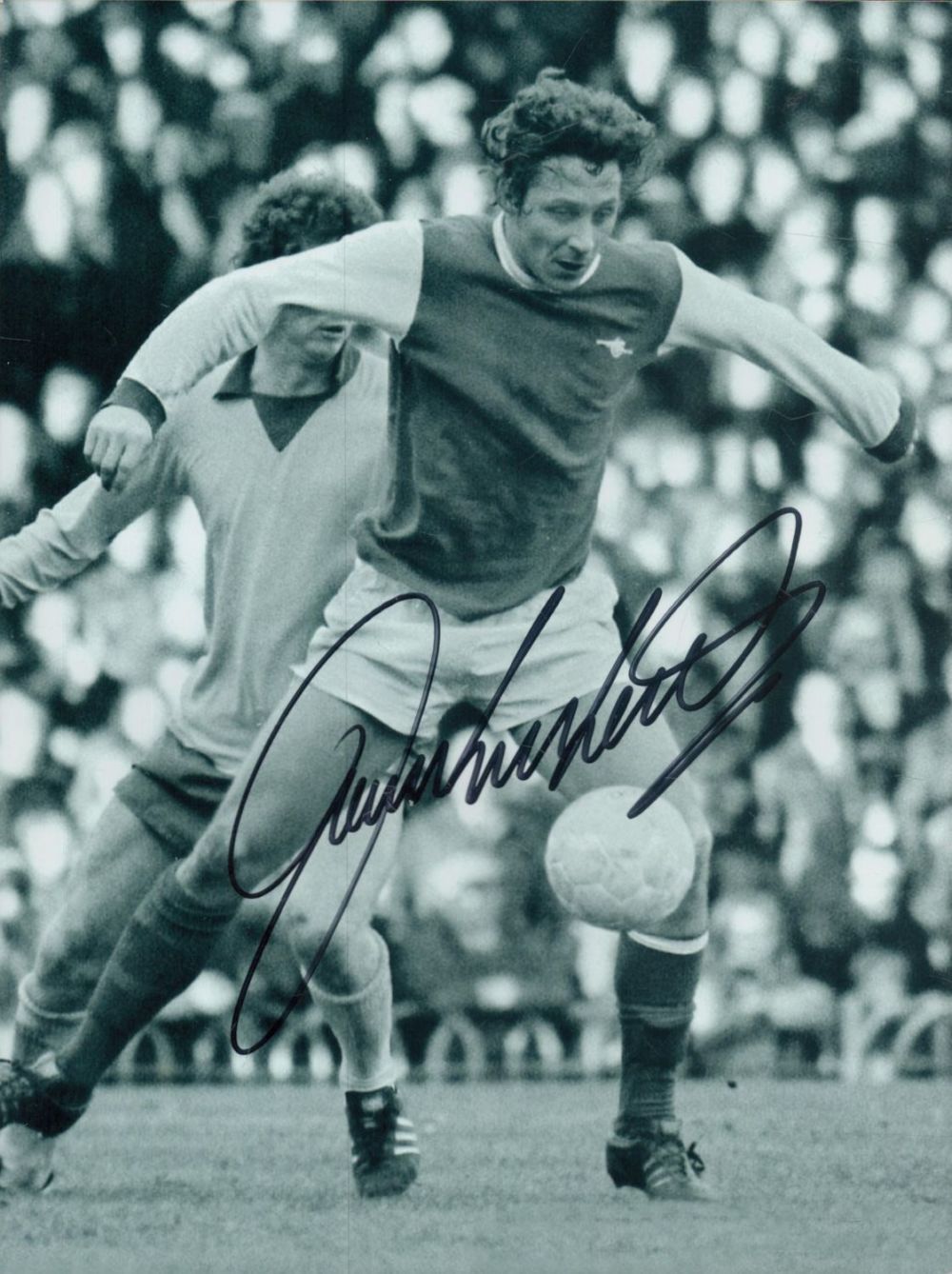 Lot 530: John Radford signed 8x6 inch Arsenal vintage black...