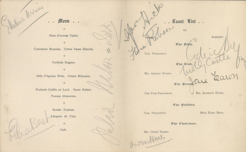 Lot 547: Gallery First Nighters Club 32nd Annual Dinner programme...
