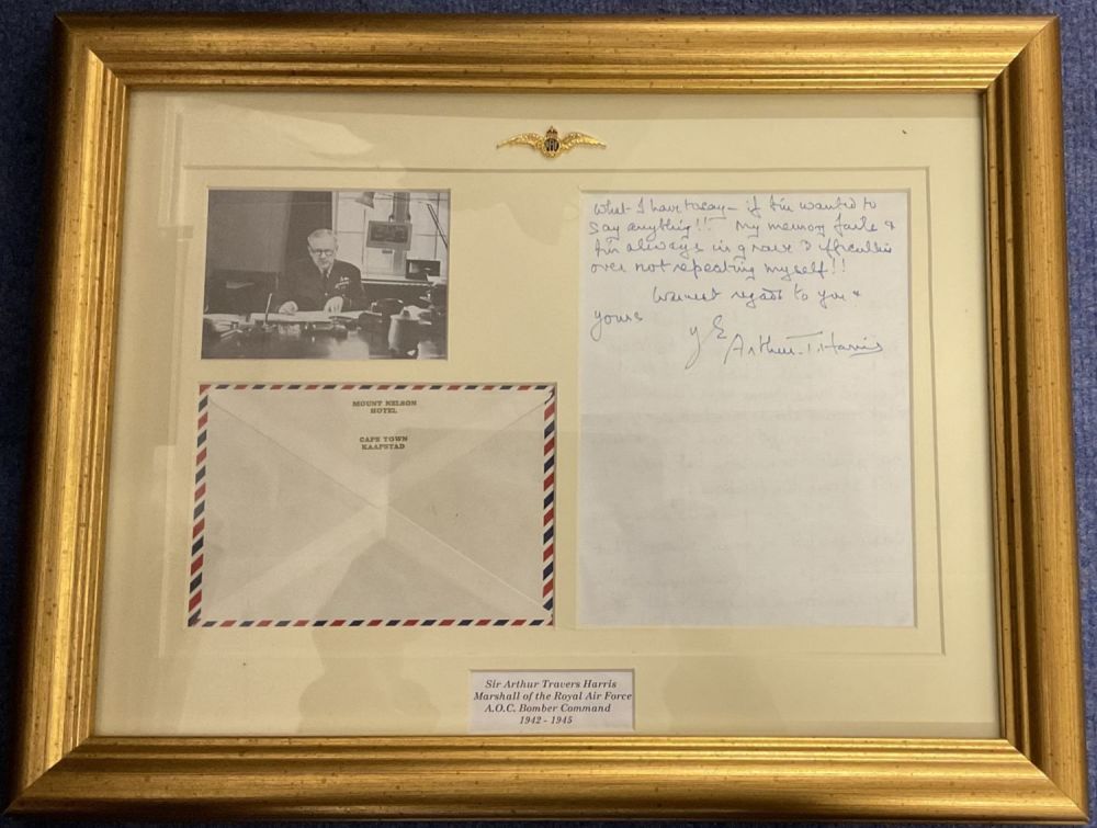 Lot 582: WW2. Mounted and framed signature piece of Arthur...