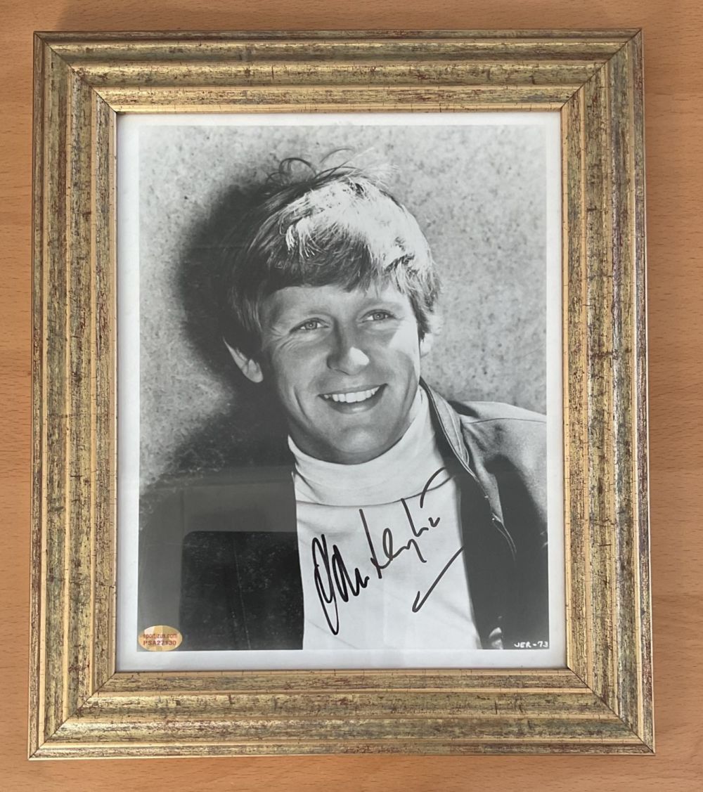 Lot 594: John Leyton signed 12x10 inch overall framed black...