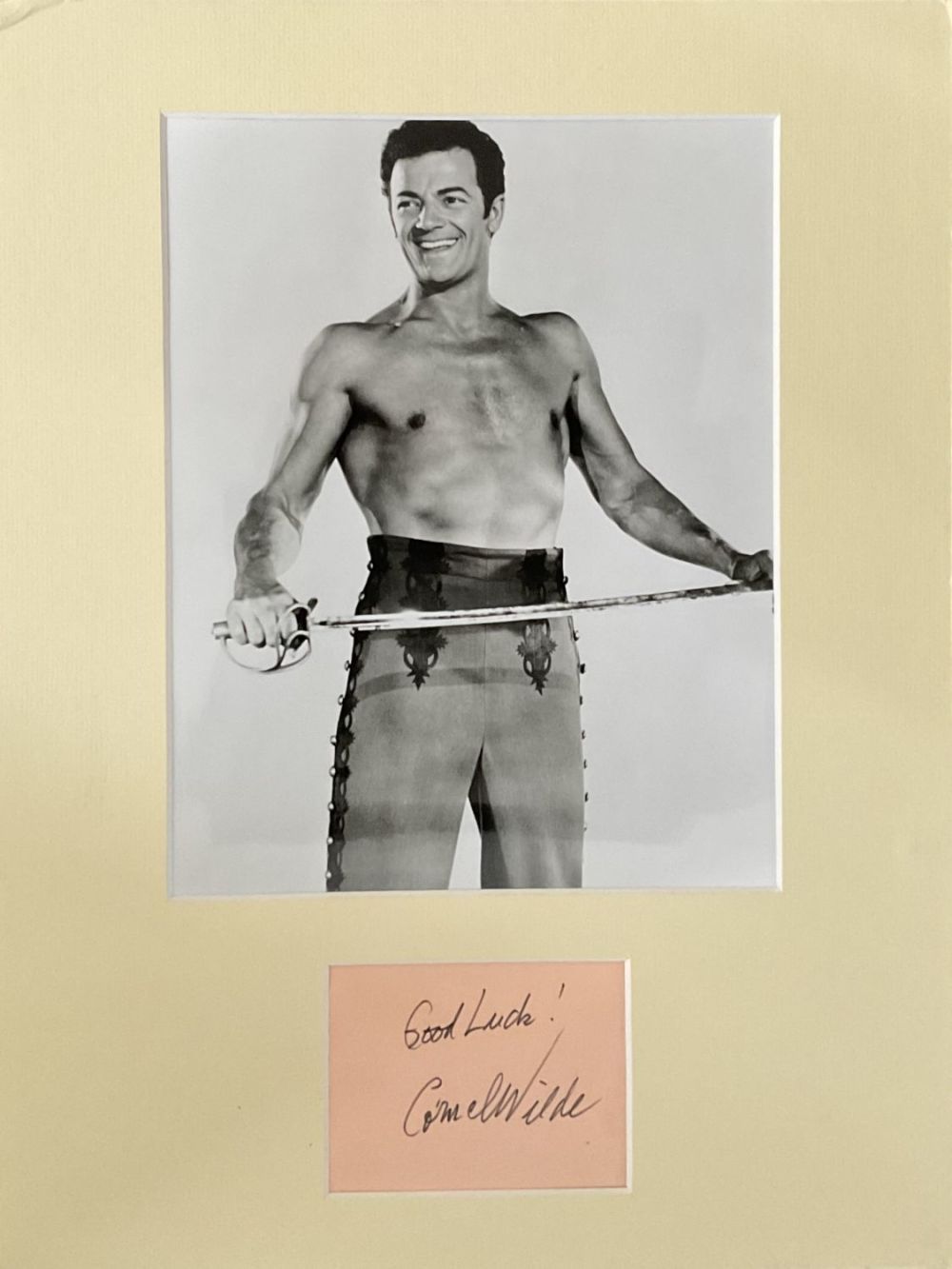Lot 638: Cornel Wilde 16x12 inch mounted signature piece includes...