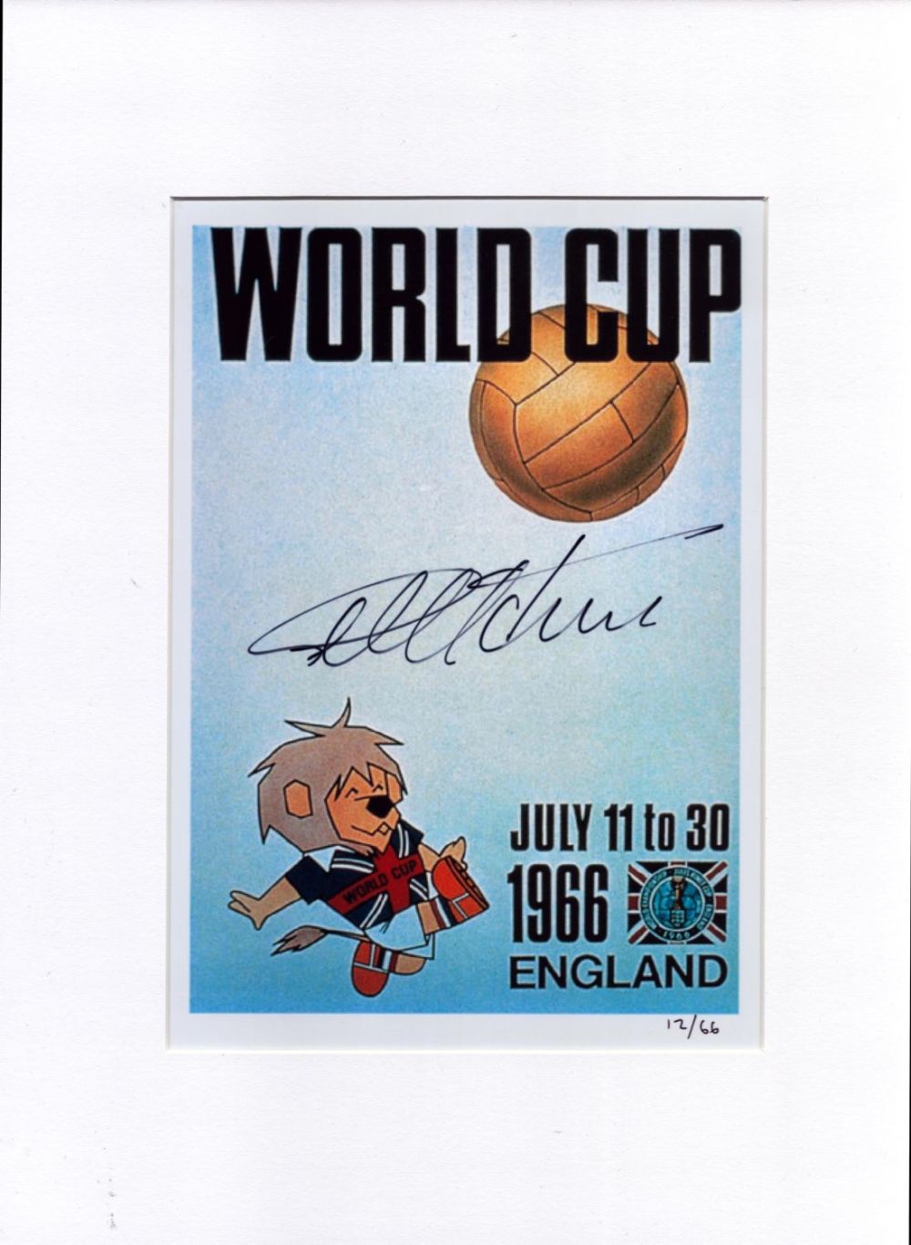 Lot 647: Geoff Hurst signed 16x12 inch World Cup Willie...