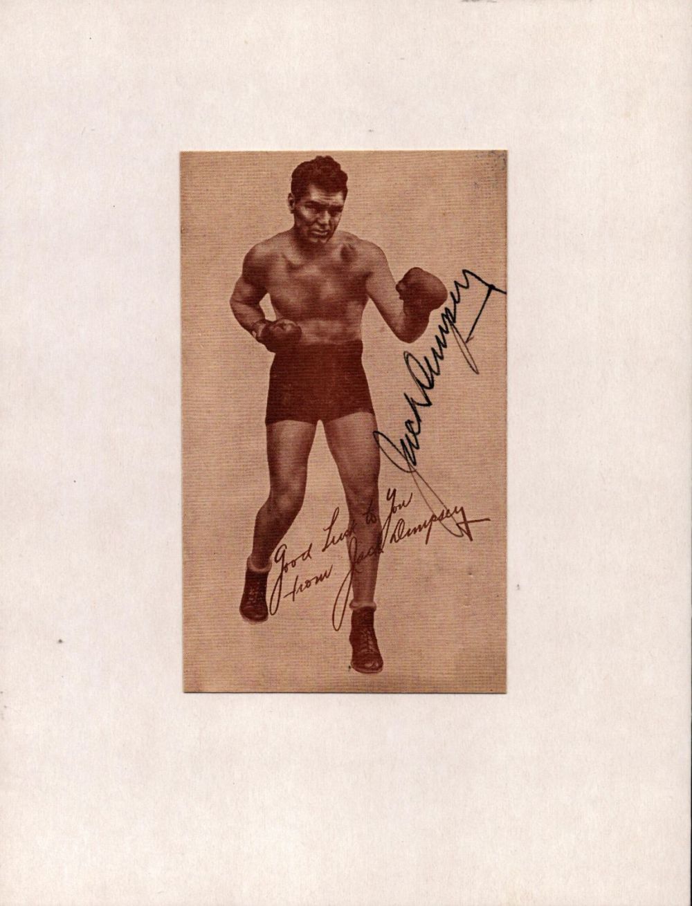 Lot 697: Jack Dempsey signed vintage black and white photo...