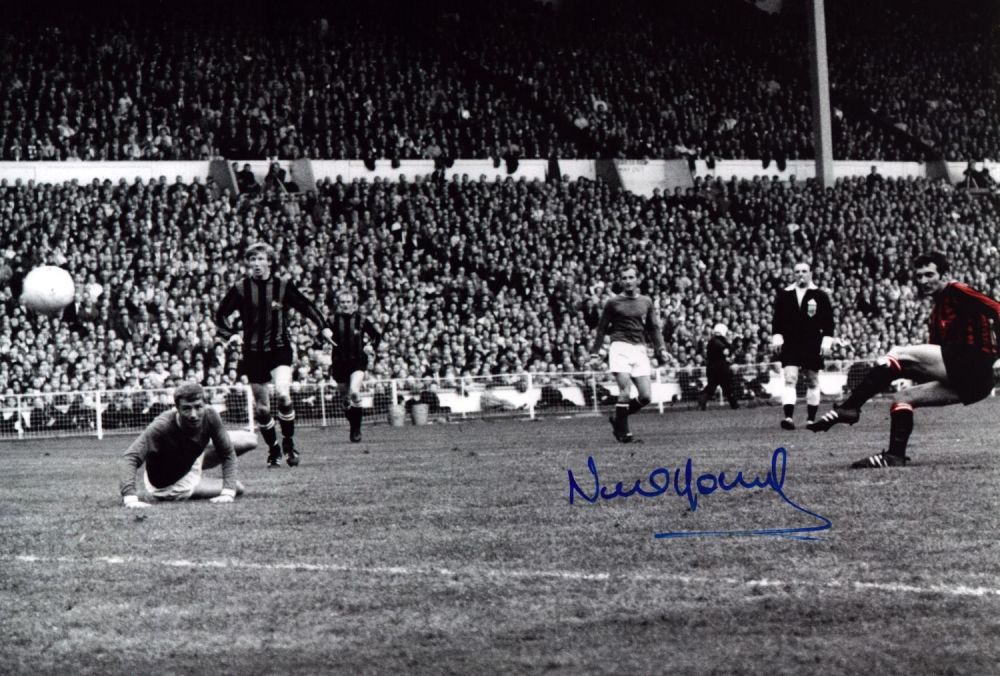 Lot 380: Football Neil Young signed 12x8 inch colourised photo...