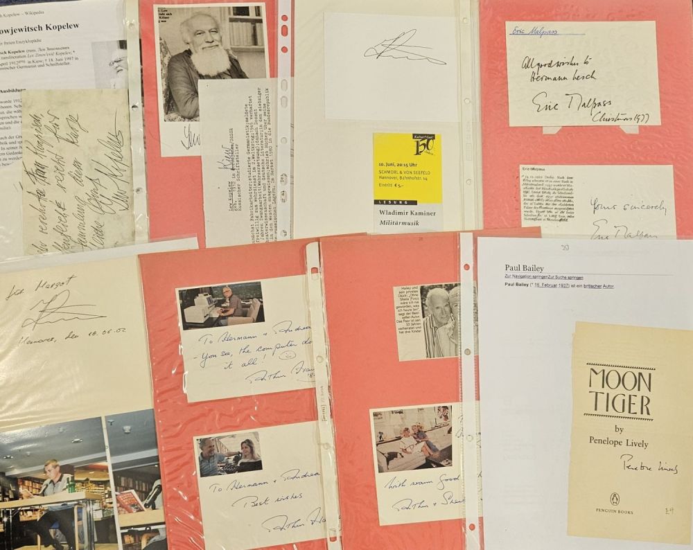 Lot 65: Writer/Novelist mixtures signed 13 x Autograph cards/page. Plus...