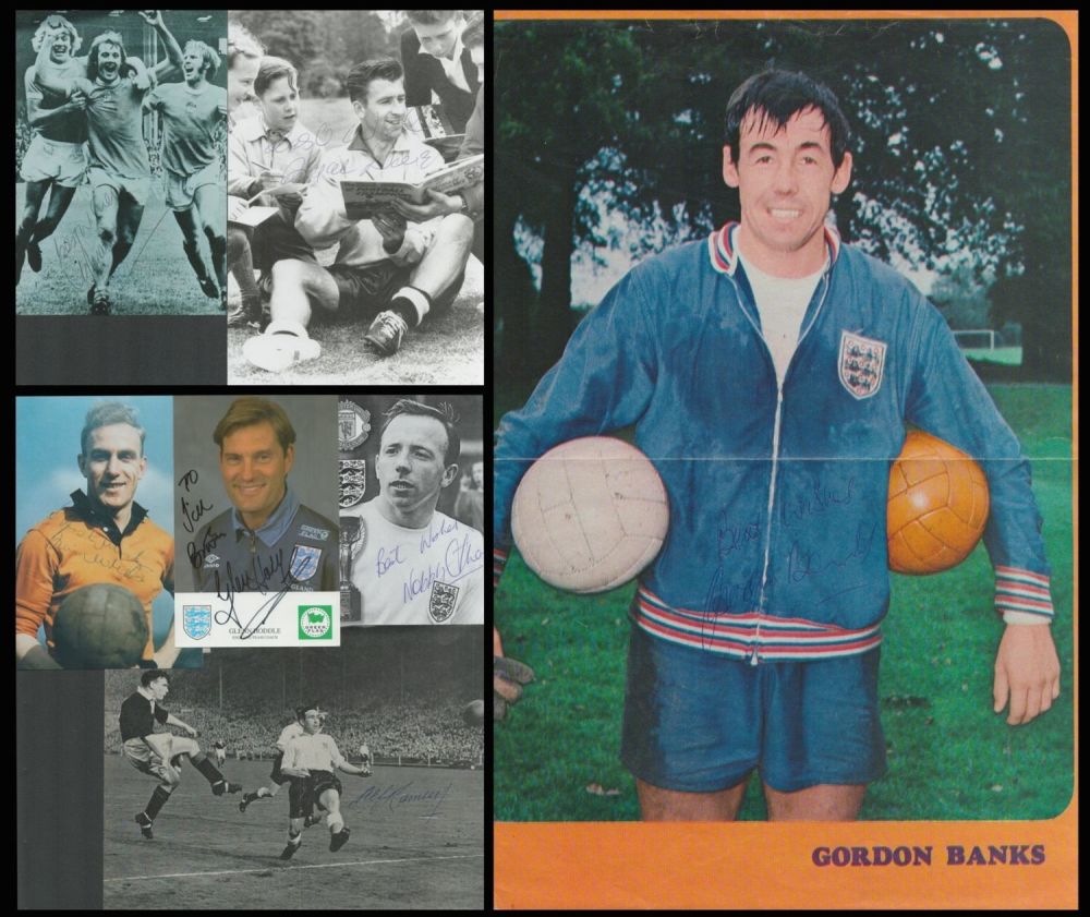 Lot 99: Football Collection of seven signed photos of ex...
