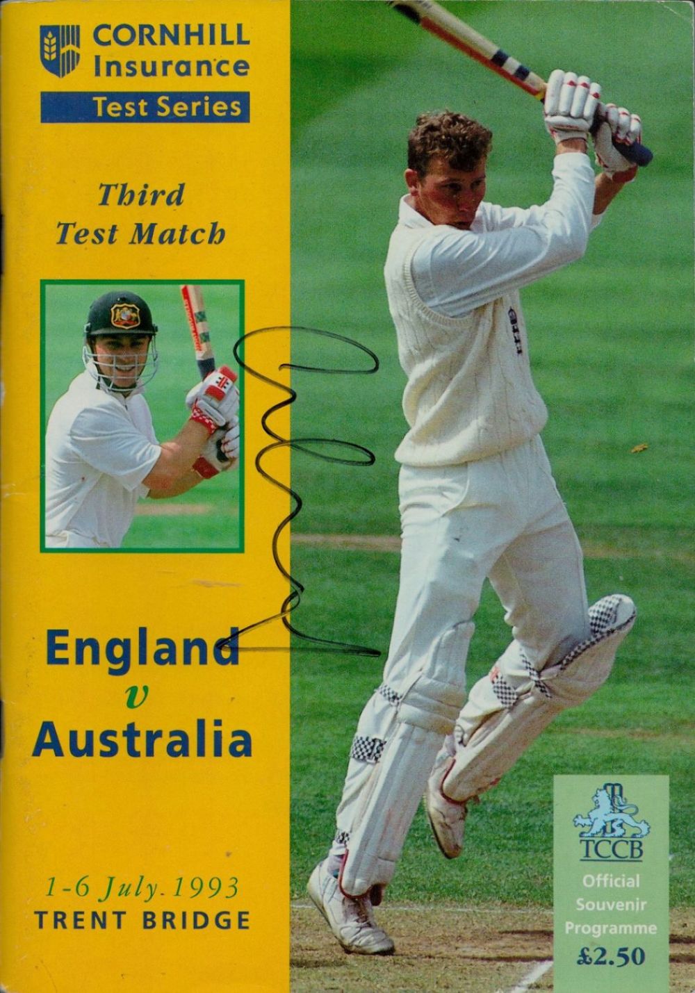 Lot 134: England v Australia 1993 3rd Ashes Test multi...