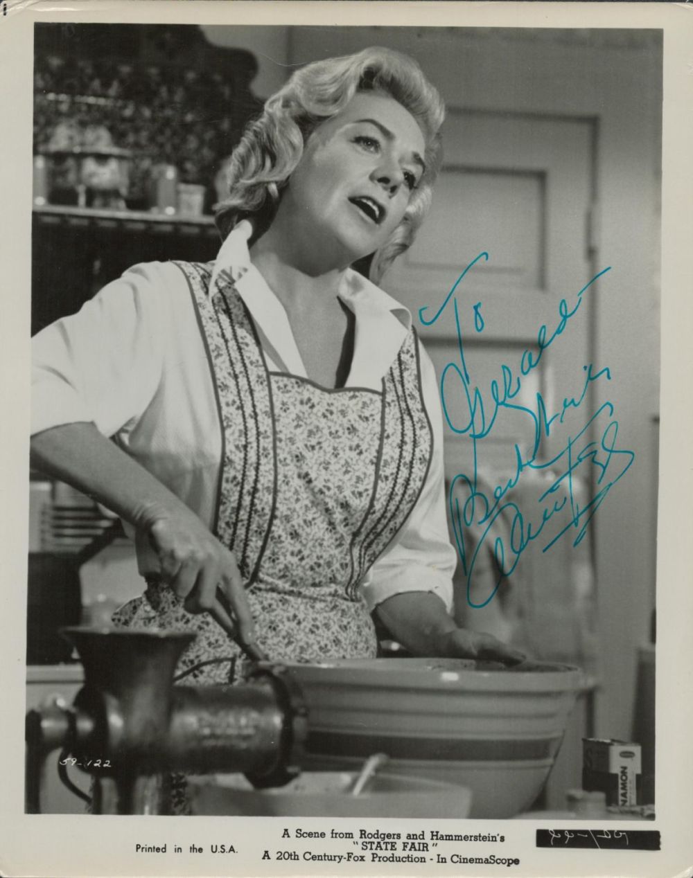 Lot 148: Alice Faye signed 10x8 inch vintage black and...
