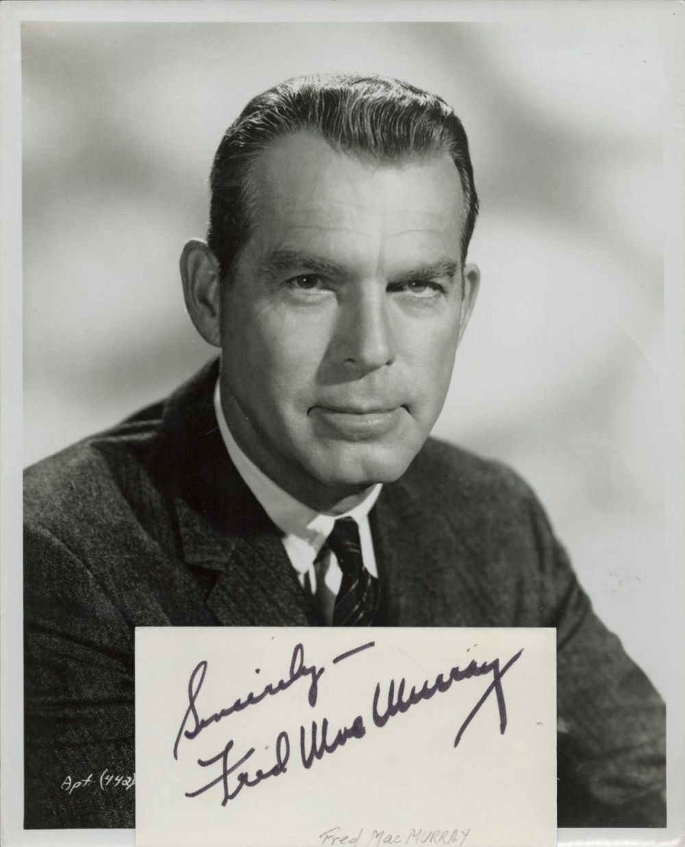 Lot 151: Fred MacMurray signed 5x3 inch white card and...