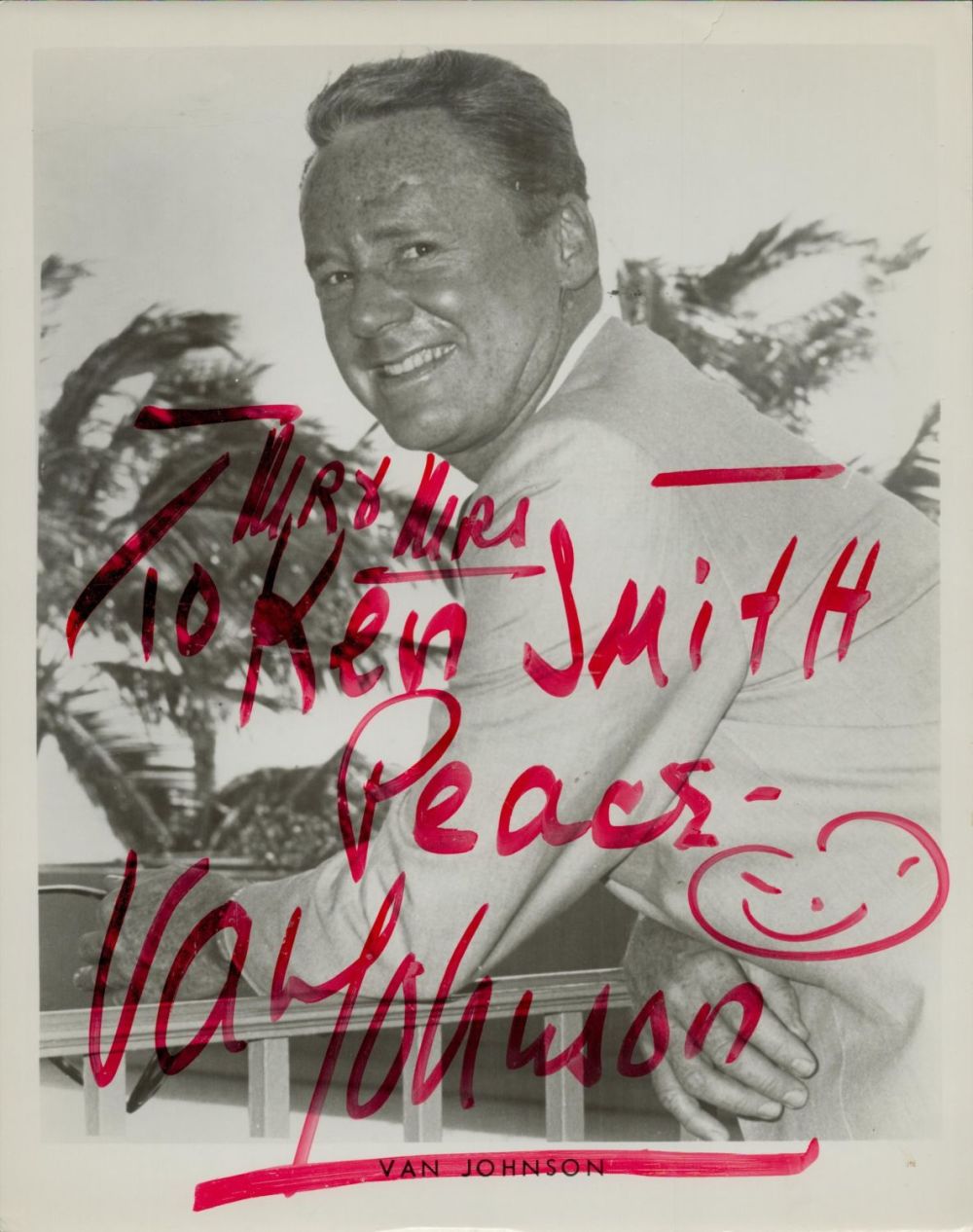 Lot 170: Van Johnson 1916-2008 Actor Signed 8x10 Photo. Good...