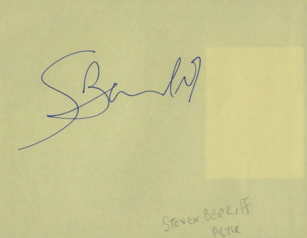 Lot 231: Steve Berkoff signed yellow 6x4 album page. Good...