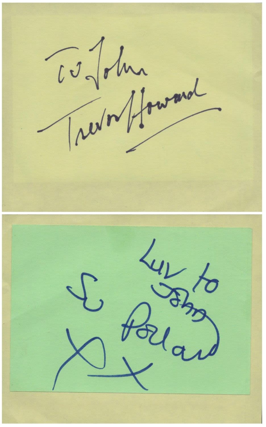 Lot 232: Su Pollard and on reverse Trevor Howard signed...
