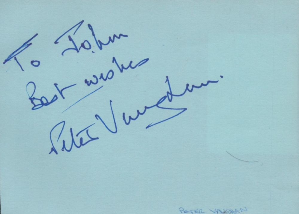 Lot 235: Peter Vaughan signed 6x4 blue album page. Good...