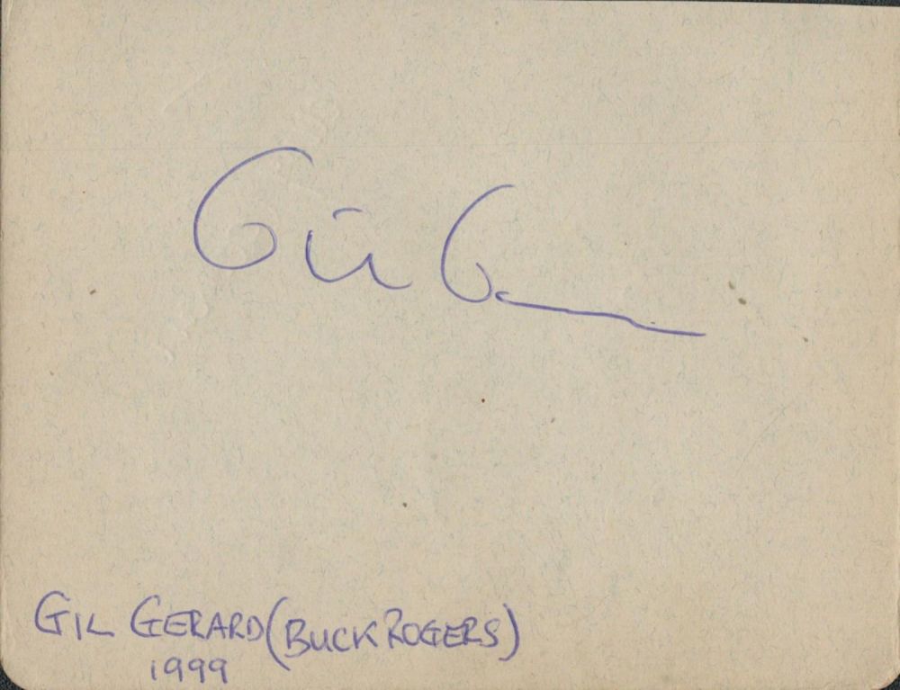 Lot 243: Gil Gerard signed 5x4 yellow album page. Good...