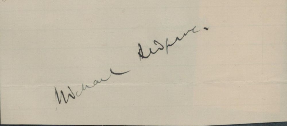 Lot 244: Michael Redgrave signed 5x2 album page cutout. Good...