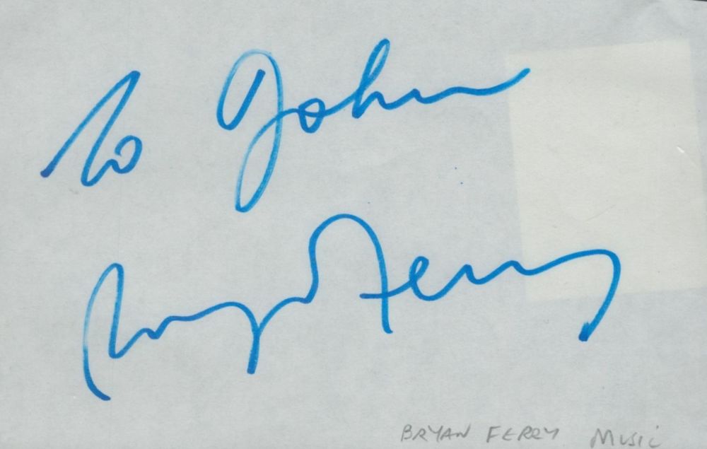Lot 248: Bryan Ferry signed 6x4 white album page. Good...