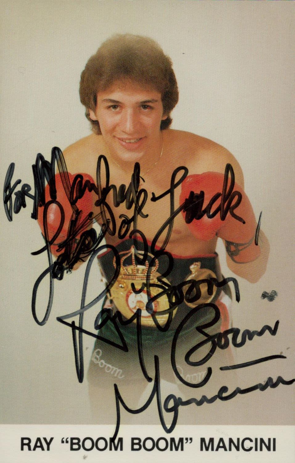 Lot 284: Ray Boom Boom Mancini signed 6x4 colour photo....