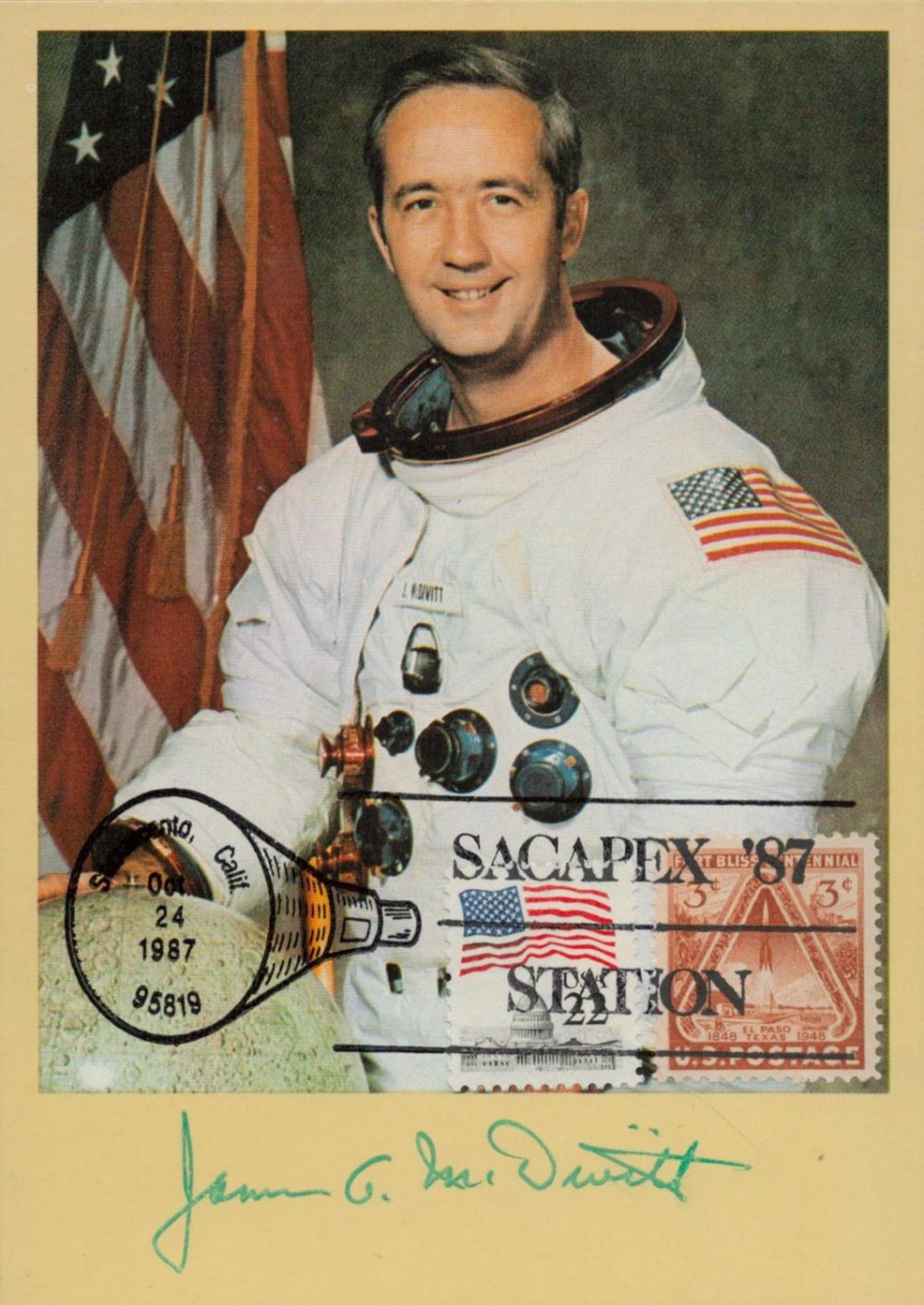 Lot 297: James A McDivitt signed 6x4 colour astronaut photo....