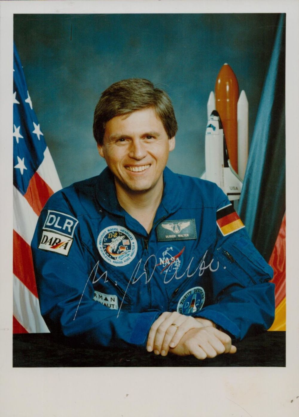 Lot 298: Ulrich Walter signed 6x4 colour astronaut photo. Good...