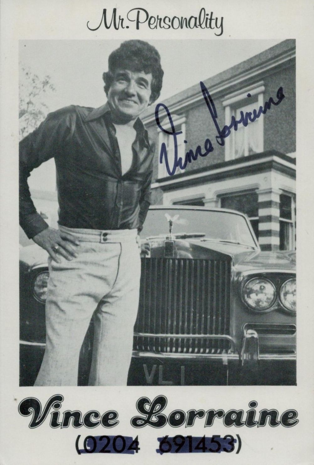Lot 304: Vince Lorraine signed Promo. Black & White Photo....